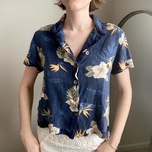 100% Rayon Hawaiian Shirt by Jamaica Bay Vintage Birds of Paradise Floral Print
